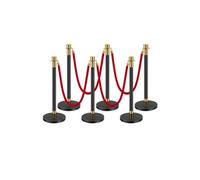 VEVOR Poteau de guidage, 6 pcs, barrière de balisage pour contrôle de foules, avec base creuse, 4 cordes velours rouge et poteaux noirs en acier inoxydable, pour théâtre, mariage, fournitures de fête