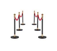 VEVOR Poteau de Guidage 6PCs, Potelet Guide-file avec 4 Cordes en Velours de 1,5 m et Tapis Rouge, pour Contrôle de Foules Théâtre Fête Mariage Exposition, Poteau de Balisage avec Base Creuse