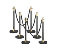 Poteau de Guidage Avec Corde Velours Noir 1500cm Pour Contrôle Foules 6PCS