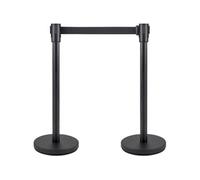 VEVOR Poteau de guidage, 4 pcs, barrière de balisage pour contrôle de foules avec sangle rétractable noire 2 m, ruban de barrière, support de barrière avec base en béton et métal, pour théâtre, hôtel