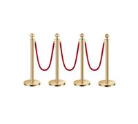 VEVOR Poteau de guidage barrière de sécurité 4 pcs dorés avec 3 cordes velours