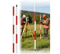 Poteau de Levé Alu Réglable & Mire 6.6 10 16 FT pour Arpentage, Construction et Sondage de Puits avec Marquage Rouge Haute Visibilité(9.8 ft)