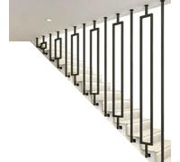 Poteau de main courante d'escalier intérieur cadre rectangulaire/balustre carré en métal de type L, broche de support de sécurité à montage latéral pour garde-corps sous-sol loft(B,125cm)