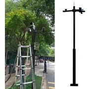 Poteau de montage pour caméra de sécurité avec bras réglables, support de surveillance résistant aux intempéries pour caméras de vidéosurveillance et caméras IP extérieures