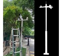 Poteau de montage pour caméra de sécurité avec bras réglables, support de surveillance résistant aux intempéries pour caméras de vidéosurveillance et caméras IP extérieures