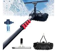 Poteau de nettoyage de fenêtre avec brosse télescopique et raclette, nettoyant extensible avec distributeur de savon pour vérandas, hauteur 7,2 m, idéal pour les grandes fenêtres et les toits