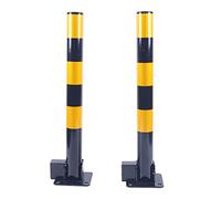 Poteau de parking Barrière de barrage 2 pièces pliable de parking Borne sécurité Entrée Poste verrouillable accessoires bandes réfléchissantes borne