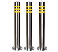 CAUSSO Poteau de parking – 3 bornes en acier inoxydable réfléchissantes, robustes et durables