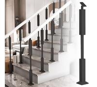 Poteau de rampe d'escalier réglable, barreaux creux for jardin, loft, couloir(Black,75cm(29 1/2"))