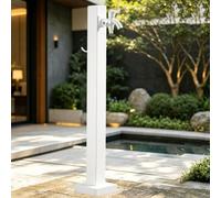 Poteau de robinet extérieur à double sortie, source d'hydratation extérieure décorative montée au sol, source d'eau résistante au gel, pour ferme de patio, acier inoxydable(Height: 95cm/37.4in)