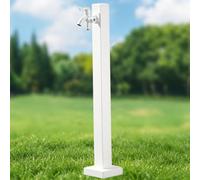 Poteau de robinet extérieur en acier inoxydable à double sortie, source d'hydratation extérieure décorative montée au sol, source d'eau résistante au gel, pour patio de ferme(Height: 60cm/23.6in)