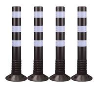poteau de sécurité, Cônes de signalisation routière en plastique PU 75 cm haut for parkings commerciaux, avec bande réfléchissante(Black,4pcs)