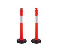VEVOR Poteau de signalisation 2 pièces 114 cm, base remplissable, bandes réfléchissantes, rouge