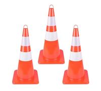 Poteau de Signalisation, Cone de Chantier, en PVC, avec Bandes Réfléchissantes, Poignée, Structure Stable, pour la Gestion du Trafic Sur la Voie Publique (lot De 3)(70 * 33 * 33cm/28 * 13 * 13in)