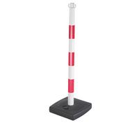 Poteau de signalisation PVC rouge et blanc sur socle à lester