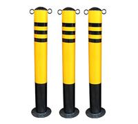 Poteau de Signalisation Renforcée, Poteau de Stationnement, Anneaux de Levage Bilatéraux, Capuchon de Colonne Arrondi, pour Garages, Parcs et Entrepôts (lot De 3)(100x11cm/39x4in)