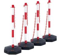 Poteau de Signalisation - VEVOR - 4PCs,2,4 m,Base remplissable, réglable en hauteur,Rouge et Blanc,Cône de signal longue chaîne