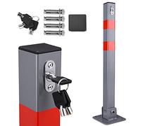 Poteau de stationnement barrière parking pliable 3 clés verrouillable acier accessoires bandes réfléchissantes borne