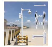 Poteau de Surveillance pour caméra, Support de caméra en Acier galvanisé de 3 m avec Cage de Base au Sol et Paratonnerre de 40 cm, Support de caméra de sécurité Blanc réglable de 2 à 6 m pou