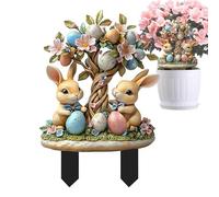 Poteau décoratif de jardin en forme de lapin ornement de Pâques extérieur sculpture festive pelouse art jardin 30 cm décoration oeufs de printemps figure jardin jardin