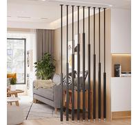 Poteau d'écran de confidentialité de séparateur de pièce en métal Noir, Colonne de séparation du Sol au Plafond 5/8 pièces, Tige Debout sans perceuse pour séparateur d'espace(8pcs-A,150cm/59in/4.9ft)