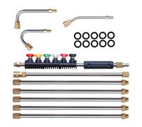 Poteau d'extension pour nettoyeur de gouttières, outils de nettoyage de gouttières à partir du sol - Ensemble de baguettes d'extension de laveuse,4000PSI 1/4 pouces 6 buses de pulvérisation outil de n