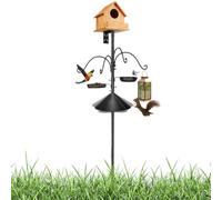 Poteau Distributeur De Nourriture pour Oiseaux | Support en Métal Robuste avec - Poteaux de Mangeoire d'oiseaux pour Extérieur 234 cm avec Baffle Anti-Écureuils | pour Jardin Extérieur Terrass