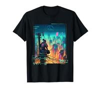 Poteau électrique Ninja Samurai en cyberpunk rétro japonais T-Shirt