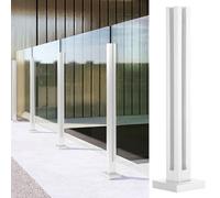 Poteau Garde Corp Verre Métal Balustrade Poteaux de Balustrade en Verre, Blanc Colonnes de Serrage de Garde-corps en Verre avec Fentes pour Robinet et Base, Intérieur Extérieur Piliers de Support de C