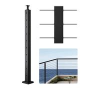 Poteau Garde Corps-VEVOR-914 x 50,8 x 50,8 mm-Poteau Rampe d'Escalier à Câble avec Trous Pré-percés L-Support Horizontal et Incurvé