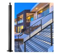 Poteau Garde Corps - VEVOR - Poteau Garde-corps Câble Rampe Escalier Balustrade Extérieur 106,7x5x5 cm Avec support de montage Noir