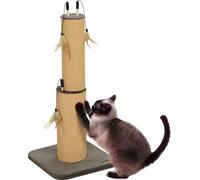 Poteau griffoir PawHut 2 en 1, colonne griffoir 78cm, arbre à chat en jute avec ressort, griffoir pour chats, meuble griffoir pour chats, intérieur, marron