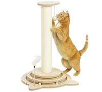 Poteau griffoir PawHut 4 en 1, Colonne griffoir 69cm, Arbre à Chat en sisal avec Balle de Jeu, Arbre à Chat pour Chats, Meuble griffoir pour Chats, intérieur, chêne
