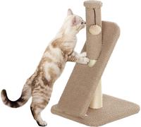 Poteau griffoir PawHut, colonne griffoir 54cm, arbre à chat en sisal avec balle de jeu, griffoir pour chats, meuble griffoir pour chats, intérieur, blanc crème