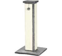Poteau griffoir PawHut, colonne griffoir 81cm, arbre à chat en sisal avec balle de jeu, griffoir pour chats, meuble griffoir pour chats jusqu'à 5 kg, intérieur, gris, crème