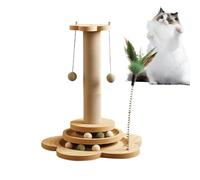 Poteau griffoir pour chat en sisal : griffoir haut pour chat 4 en 1, griffoir pour chat avec table rotative pour chats | Arbre à chat avec boule en sisal suspendue, jouet interactif