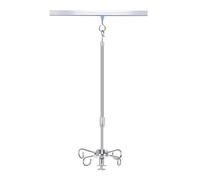 Poteau IV de plafond en acier inoxydable stable | Support de perfusion à hauteur réglable à 4 crochets, for usage médical à l'hôpital ou à domicile