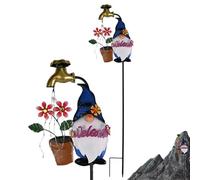 Poteau lumineux solaire,Borne solaire extérieure | Gnome avec lumières solaires de jardin | Robinet d'éclairage de paysage LED imperméable Décoration scintillante pour la passerelle d'hiver n