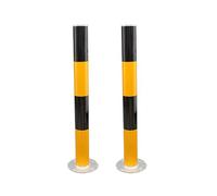 Poteau métallique de sécurité - Barrière de Circulation avec Bandes réfléchissantes et Haute visibilité for allées, Zones de stationnement, Zones sensibles(2PCS - Yellow,29.5in)