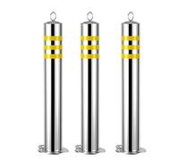 Poteau Parking Bollards de Sécurité en Acier Inoxydable pour L'allée, Amovible Barrières de Circulation Verrouillables avec Colliers Réfléchissants, 60 cm(3pcs)