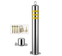 Poteau Parking Bollards de Sécurité en Acier Inoxydable pour L'allée, Amovible Barrières de Circulation Verrouillables avec Colliers Réfléchissants, 60 cm(1pcs)
