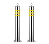 Poteau Parking Bollards de Sécurité en Acier Inoxydable pour L'allée, Amovible Barrières de Circulation Verrouillables avec Colliers Réfléchissants, 60 cm(2pcs)