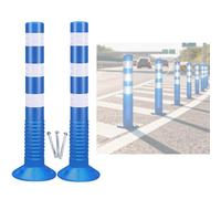 Poteau Parking Lot de 2 barrières de sécurité en Plastique pour allées, Ø 20 x 75 cm, Plusieurs Couleurs Kit de balises routières Flexibles pour Une Meilleure visibilité et vis(Blue)