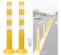 Poteau Parking Lot de 2 barrières de sécurité en Plastique pour allées, Ø 20 x 75 cm, Plusieurs Couleurs Kit de balises routières Flexibles pour Une Meilleure visibilité et vis(Yellow)