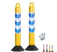 Poteau Parking Lot de 2 poteaux de signalisation routière en Plastique, Hauteur 80-100 cm, barrière pour allée, ne Tombe Pas, pour Une Meilleure visibilité(Yellow and Blue,80cm/31.5in)