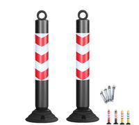 Poteau Parking Lot de 2 poteaux de signalisation routière en Plastique, Hauteur 80-100 cm, barrière pour allée, ne Tombe Pas, pour Une Meilleure visibilité(Black and Red,80cm/31.5in)