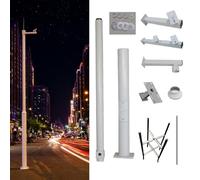 Poteau pour Camera De Surveillance Long Poteau de sécurité extérieur pour 4 caméras, Support en Acier galvanisé, Support pour caméscope avec Cage de Montage en Armature.(118''/3m)