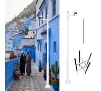 Poteau pour Camera De Surveillance Poteau de caméra de sécurité en Acier galvanisé, Installation Facile pour caméras, Support pour caméra de Rue(Black,3m/118''(Three paragraphs))