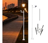 Poteau pour Camera De Surveillance Poteau de Surveillance Robuste, Support de sécurité Facile à Installer, Toutes scènes, avec Cage de Montage(Black,4.5m/177''(Three paragraphs))