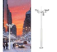 Poteau pour Camera De Surveillance Support de caméra de Surveillance sur Poteau, Tubes Ronds en Acier galvanisé, Support pour caméras dôme extérieures(Style C,138in/3.5m(Three paragraphs))